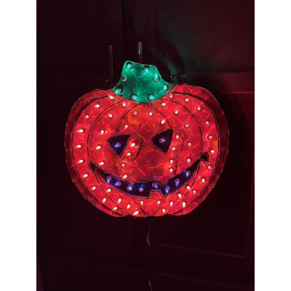 VTG Noma Holographic Pumpkin Window Decoration 74 Lights Tested Works Halloween